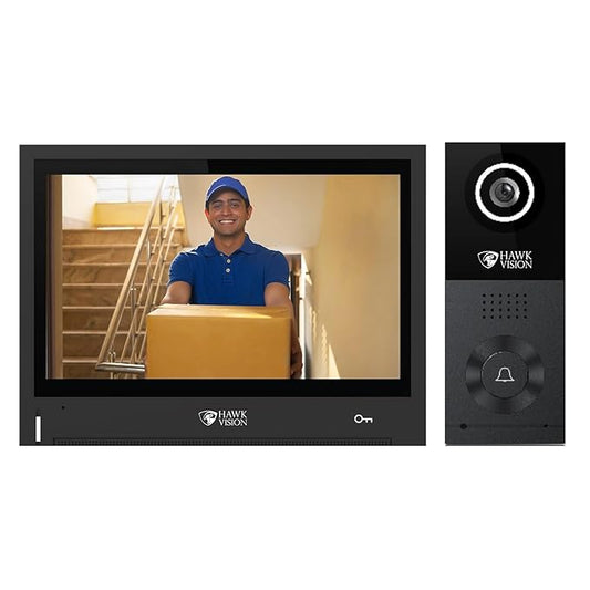 Hawk Vision Network Based Video Door Phone/Bell with 8" inch LCD Screen |Wired |Two-Way Intercom | Instant Phone Visitor Video Call | Night Vision, and Remote Access for Advanced Home Security